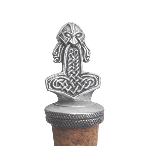 (Add a Gift Pouch) Mjölnir Thor's War Hammer Pewter Bottle Stopper 2