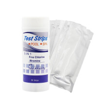 Whirlpool test strips, 5in1 pool pH test strips, accurate rapid detection of pH value, chlorine/bromine, total alkalinity, 50 5in1
