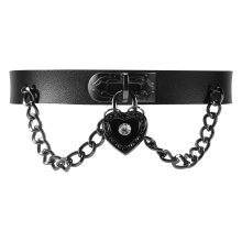 Leder Herzanhaenger Kette Halsband Gothic Punk Choker Schwarz