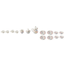 15 Stueck Miniatur Puppenhaus Geschirr Porzellan Tee Set Cup Teller Blumendruck
