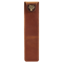 Echtes Leder Federbeutel Halter Single Pencil Bag Federtasche mit Druckknopf für Rollerball Fountain Ballpoint Pen-Brown