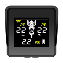 Solar Wireless ReifendrucküBerwachungssystem Motorrad TPMS ReifendrucküBerwachung LCD-Anzeige 3 Externe Sensoren