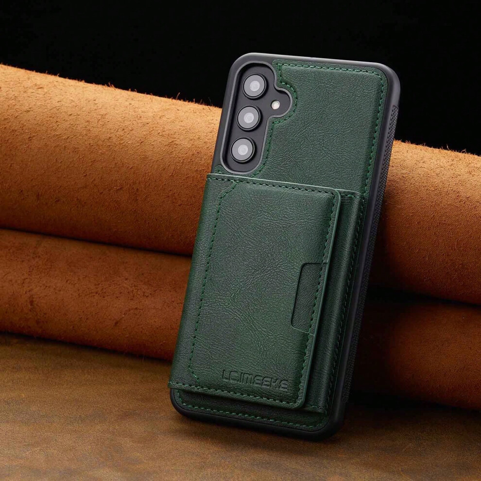 Photos - Case Suitable for Samsung S25ultra anti-theft mobile phone S24FE card holder magnetic leather A(green, Samsung A56 5G)