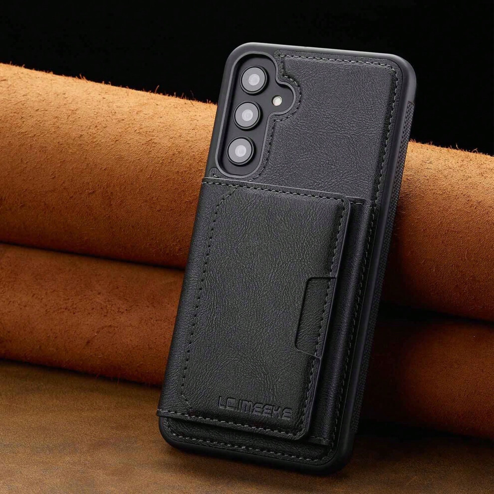 Photos - Case  Suitable for Samsung S25ultra anti-theft mobile phone  S24FE card holder magnetic leather cas(black, Samsung S25 Ultra)