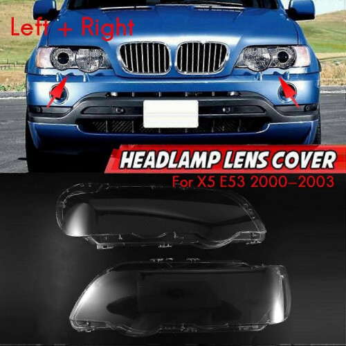 2Pcs for - X5 E53 2000-2003 Car Headlight Lens Cover Replacement Head Light Lamp Lampshade Glass Sh 1