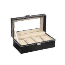 Zk- 4 Slot Pu Leather Watch Box Display Case Jewelry Organizer