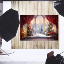 210X150Cm Weihnachtshintergrund Stoff Weihnachtsfenster Kinder Fotostudio Fotofotografie HintergrüNde,F