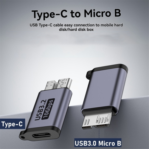 Adapter Micro-B-Stecker auf Typ-C-Buchse, Typ-C USB3.0 Micro-B-Anschluss für HDD-Kabeladapter Externe Festplatten 2