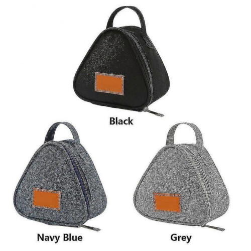 (Black) Mini Triangular Picnic Insulation Bag Aluminum Foil Office Rice Ball Lunch Box 1