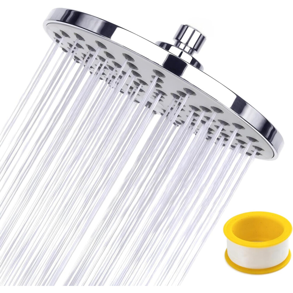 (8 inch) Swivel Spray Angle Overhead Shower Head 8 Inch Standard 1/2" BSPT Connection Rainfall Showerhead Chrome Look-image-OPC-PJ5PM7G-NEW