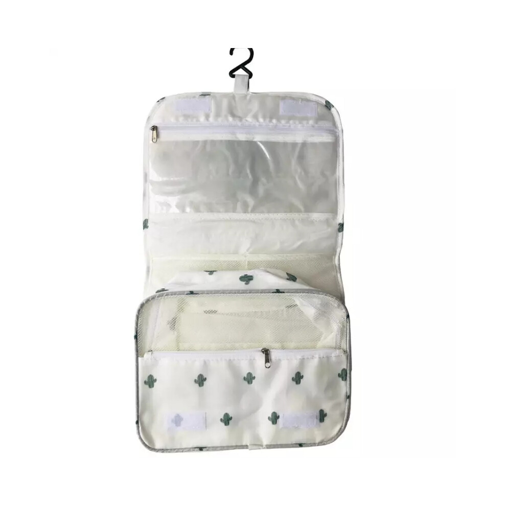 (Cactus) Travel Cosmetic Storage MakeUp Bag Folding Hanging Toiletry Wash Organizer Pouch