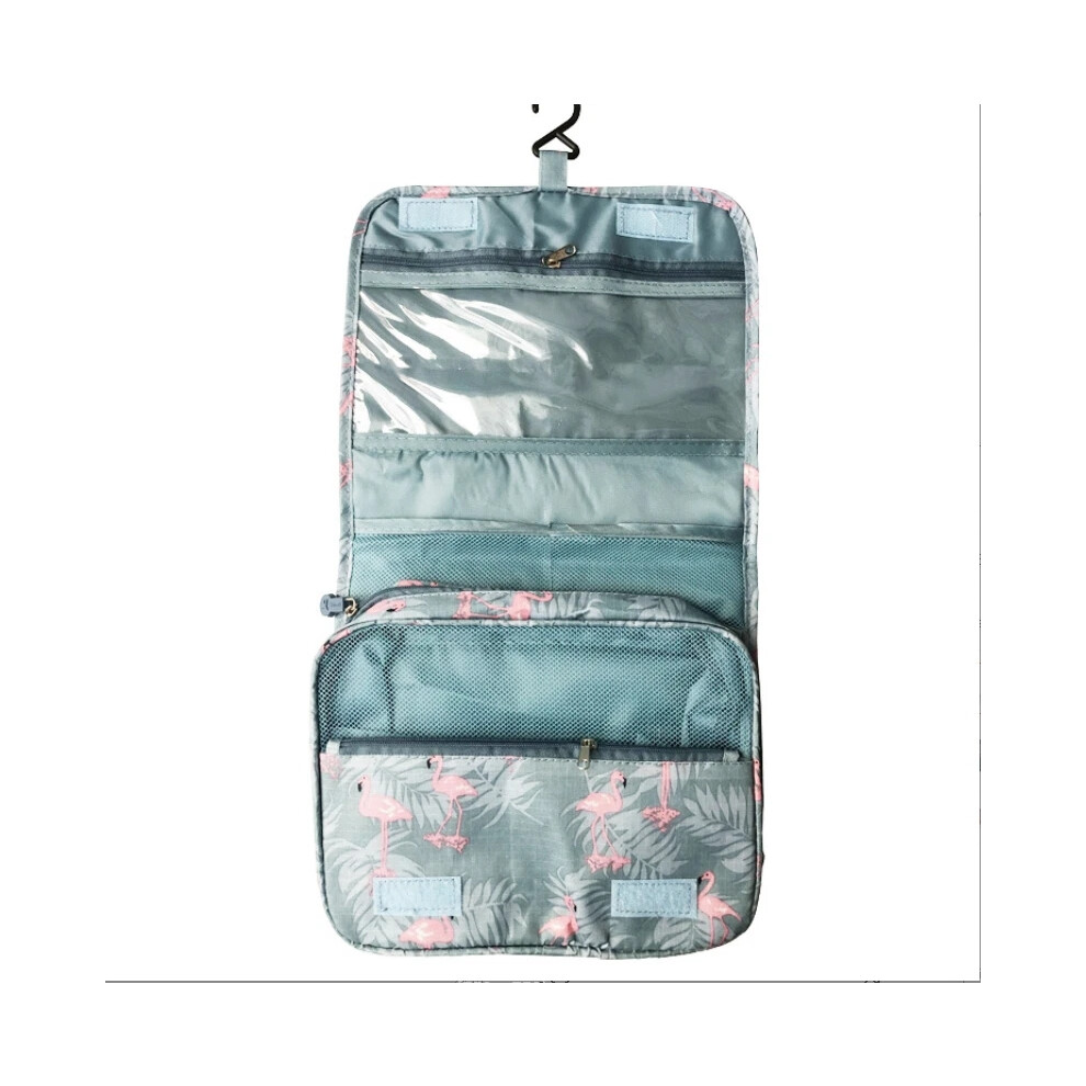 (Flamingo) Travel Cosmetic Storage MakeUp Bag Folding Hanging Toiletry Wash Organizer Pouch