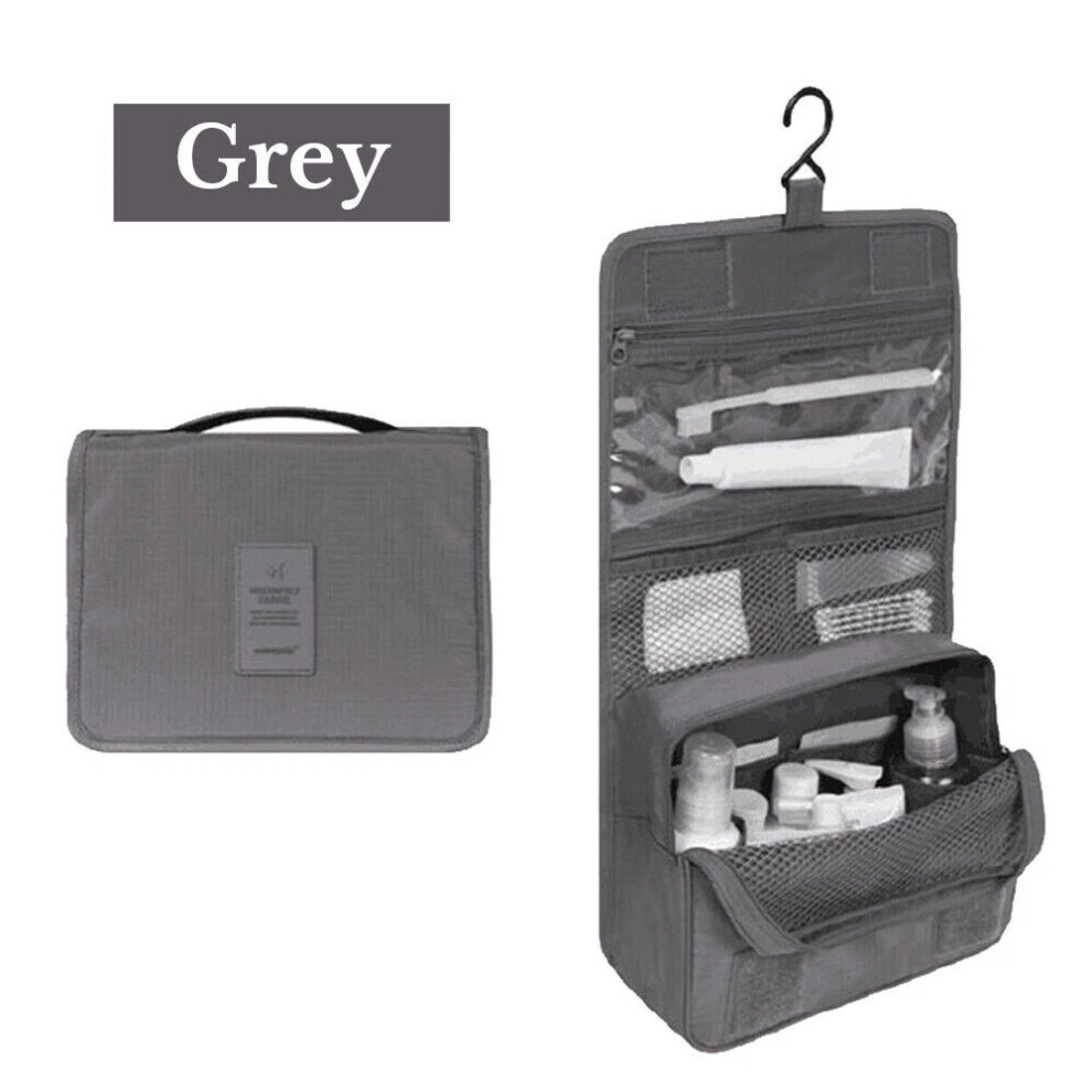 Grey (Grey) Travel Cosmetic Storage Makeup Bag Folding Hanging Toiletry Wash Organizer Pouch