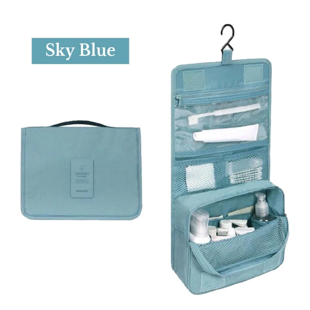Sky Blue (Sky Blue) Travel Cosmetic Storage Makeup Bag Folding Hanging Toiletry Wash Organizer Pouch