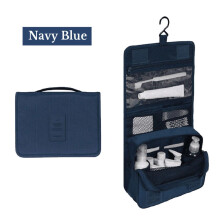 (Navy blue) Travel Cosmetic Storage MakeUp Bag Folding Hanging Toiletry Wash Organizer Pouch Hot