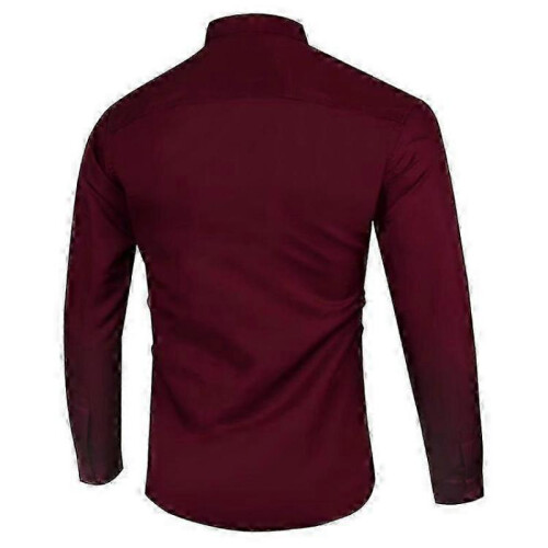 (M,Burgundy)Men's Regular-Fit Long-Sleeve Oxford Shirt 1