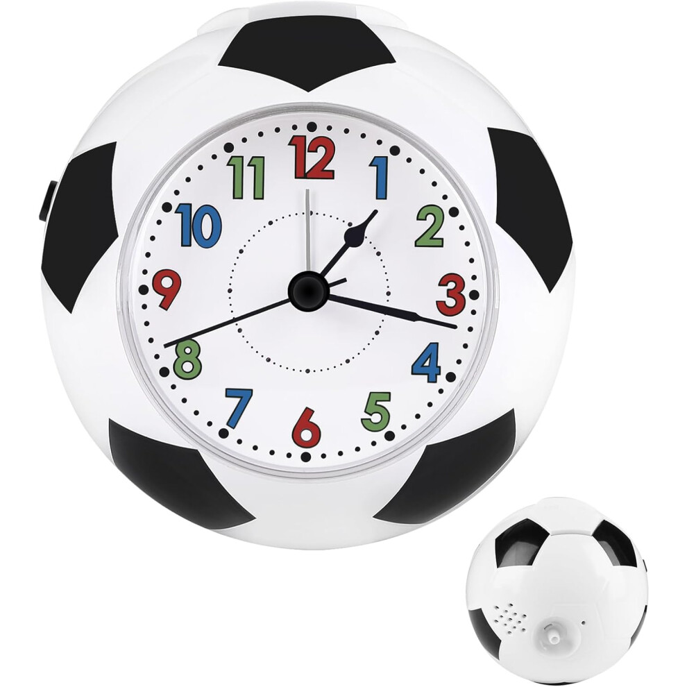 Silent Alarm Clocks Bedside Non Ticking, Small Soccer Theme Alarm Clocks Bedside for Kids, Battery Travel No Tick Alarm Bedside Clock