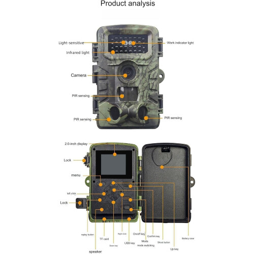 Wildlife Camera 48m with 32GB Memory Card Motion Sensor Night Vision Outdoor Ref: 1757 1