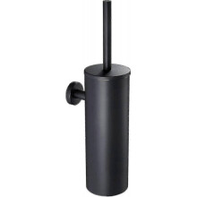Black Wall Hung Toilet Brush with Brush Holder, Long Handle 304 Stainless Steel Toilet Brush, Toilet Brush with Antibacterial Brush Holder Tw