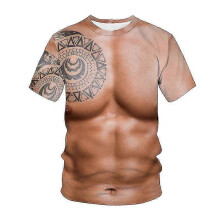 (4XL, ATS1103017S) Body Skin Fake Muscles 3d Printed T-shirt Men Women Fashion Streetwear T Shirt Chest Muscle Tattoo Tees Tops Male Tshirt Clothes Tw