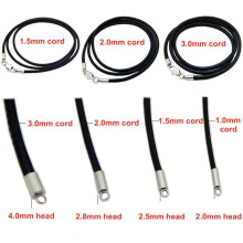 (26 inches (65cm), 3.0mm) Black Braided Leather Necklace Cord with Stainless Steel Lobster Clasp