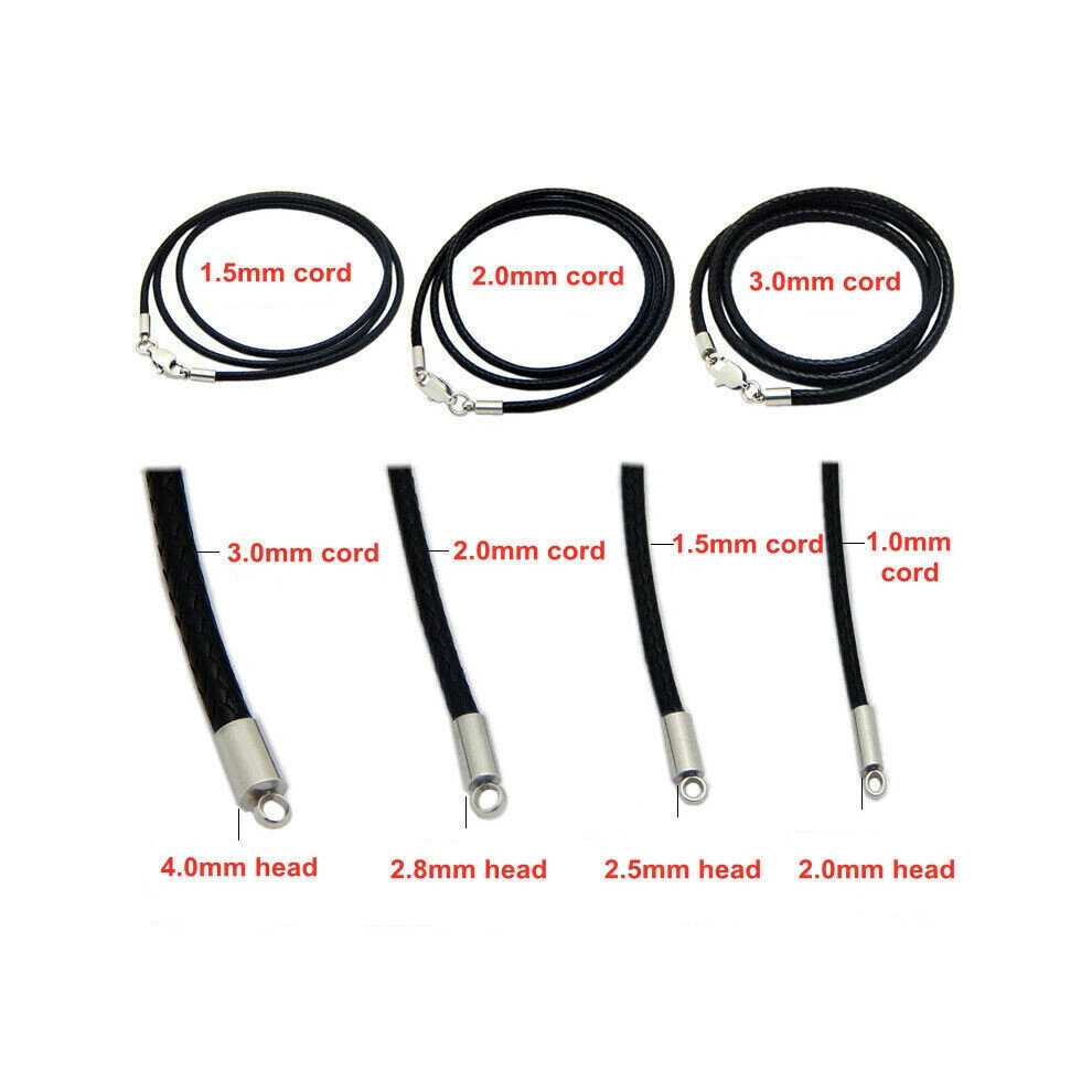 (26 Inches (65Cm), 3.0Mm) Braided Leather Necklace Cord With Stainless Steel Lobster Clasp Black