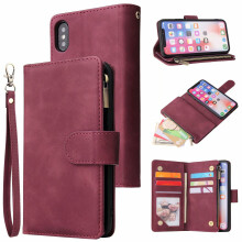 (Wine Red) Compatible with Samsung A26 5G phone case，Magnetic Closure Zipper Pocket Case Slots Wrist Strap Shockproof Flip Cover
