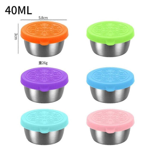 6 Pack Salad Dressing Container to Go, 40Ml Reusable Small Condiment Containers with Lids, Leakproof Silicone 1