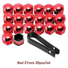 (21mm, red) 17/19/21mm Tire Wheel Hub Caps with 20 Pieces Wheel Nut Covers for Protection Screw Bolt Nut Caps Hub Screw Protectors