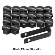 (19mm, black) 17/19/21mm Tire Wheel Hub Caps with 20 Pieces Wheel Nut Covers for Protection Screw Bolt Nut Caps Hub Screw Protectors