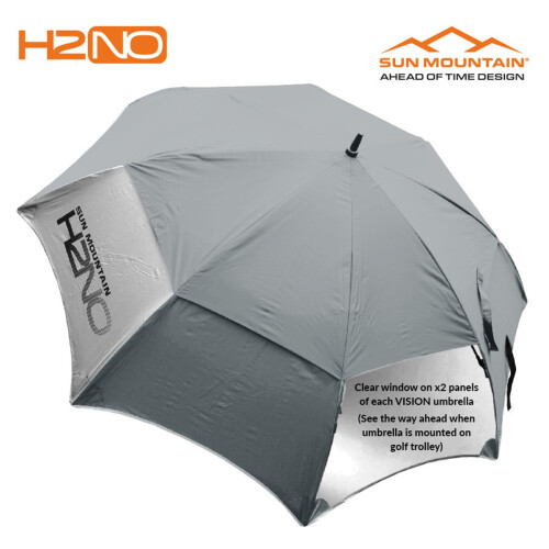Sun Mountain H2NO Vision Auto Open Golf Umbrella UV Protection Silver 1