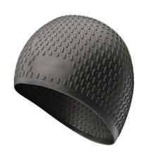 (Black) Waterproof Silicone Swim Caps for Men Women Boys Girls - Unisex Swimming Hats in Romantic Purple for Long and Short Hair
