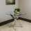 Round Glass Dining Table and 4 mix  Colour leather  Chairs 7