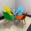 Round Glass Dining Table and 4 mix  Colour leather  Chairs 2
