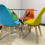 Round Glass Dining Table and 4 mix  Colour leather  Chairs 4