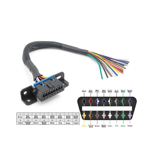 Universal OBD2 16Pin Female Connector to Open OBD Cable Female Extension Connector Ribbon Interface Adapter 1