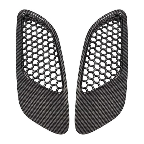 2PCS Engine Hood Vent Louvers Air Scoop Bonnet Vent Cover For-BMW E90 E91 E92 E93 M3, Carbon Fiber Pattern