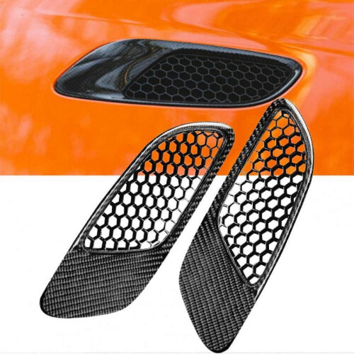 2PCS Engine Hood Vent Louvers Air Scoop Bonnet Vent Cover For-BMW E90 E91 E92 E93 M3, Carbon Fiber Pattern 2