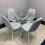 Round Glass Dining Table and 4 Grey  Colour leather  Chairs 2