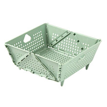 Plastic Collapsible Colander - Foldable Drain Basket with Resting Feet - Kitchen Food Strainer - Space-Saving Green