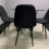 Round Glass Dining Table with 4 black leather paded Chairs  Dining Table Set 3