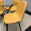 Round Glass Dining Table with 4 Mustard Leather Chairs 5