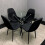 Round Glass Dining Table with 4 black leather paded Chairs  Dining Table Set 2