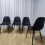 Round Glass Dining Table with 4 black leather paded Chairs  Dining Table Set 5
