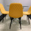 Round Glass Dining Table with 4 Mustard Leather Chairs 2