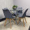 Round Glass Dining Table and 4 grey   Colour leather  Chairs 2