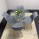 Round Glass Dining Table and 4 grey   Colour leather  Chairs 5