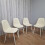 Round Glass Dining Table with 4 cream leather paded Chairs  Dining Table Set 7