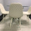 Round Glass Dining Table with 4 cream leather paded Chairs  Dining Table Set 5