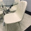 Round Glass Dining Table with 4 cream leather paded Chairs  Dining Table Set 6